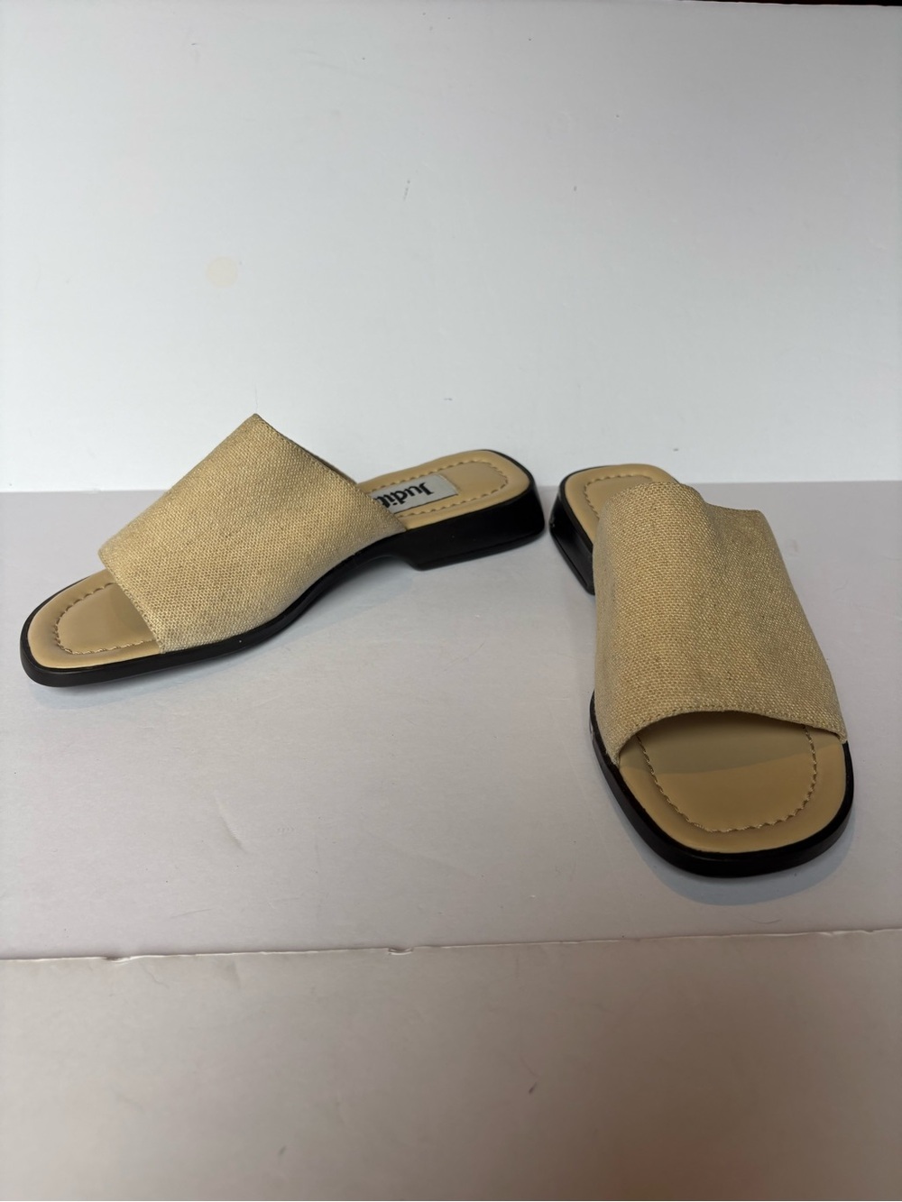Judith Women's Neutral Beige Canvas Slide Sandals Size 7 1/2M